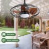 20" Downrod Mount Ceiling Fan LED 18W 3 Cct 5 ABS Blades DC Motor With Hanging And Hook For Outside Patios Pergola - Black - Image 5