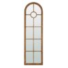 Half Round Elongated Mirror With Decorative Window Look Classic Architecture Style Solid Fir Wood Interior Decor - Brown - Image 2