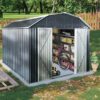 10 Ft X 12 Ft Outdoor Metal Storage Shed With Arch Roof With Lockable Doors For Backyard Garden Patio Lawn - Black - Image 2