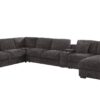 Celine - Chenille Fabric Corner Sectional Sofa With Right Facing Chaise, Cupholders, And Charging Ports - Gray - Image 2