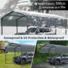 10 X 15 Ft Carport, Outdoor Carport, Heavy Duty Carport Canopy With Galvanized Steel Roof And Frame, Metal Carport Large Garage For Driveway Car, Truck - Charcoal - Image 9