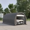 Outsunny - 10' x 16' Carport, Heavy Duty Portable Garage Storage Tent With Large Zippered Door, Anti-Uv Pe Canopy Cover For Car, Truck, Boat, Motorcycle, Bike, Garden Tools, Outdoor Work - Gray - Image 9