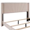 Queen Size Upholstered Platform Bed, Box Spring Needed - Beige - Image 5