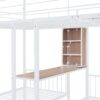 Full Over Twin & Twin Triple Bunk Bed With Drawers, Multi-Functional Frame With Desks And Shelves In The Middle - White - Image 9