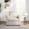 3 In 1 Sofa Bed Chair, Convertible Sleeper Chair Bed, Adjust Backrest Into A Sofa, Lounger Chair, Single Bed, Modern Chair Bed Sleeper For Adults - White - Image 14