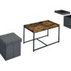 Monty - Wood Grain 3 Piece Coffee Table Set With Raised Edges (Set of 3) - Weathered Oak - Image 2