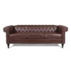 83.66" Width Traditional Square Arm Removable Cushion 3 Seater Sofa - Dark Brown - Image 3