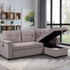 Ashlyn - Reversible Sleeper Sectional Sofa With Storage Chaise, USB Charging Ports And Pocket - Light Gray - Image 7