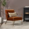 Aerin - Hammered Brass Upholstered Accent Arm Chair - Burnt Orange - Image 9