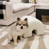 Bridge - Arched Upholstered Footstool Ottoman - Ivory White - Image 7