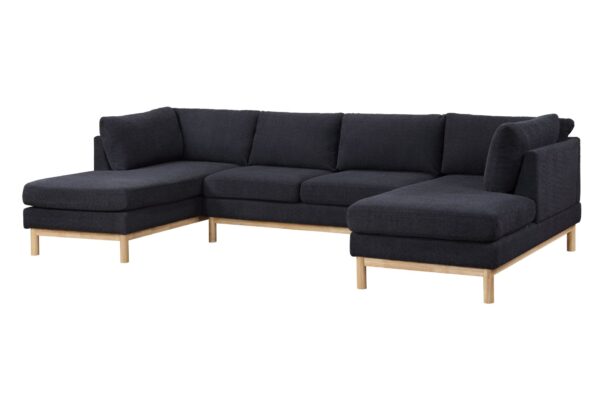 Hallie - Wide Sherpa Double Chaise U-Shape Sectional Sofa - Black