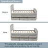 Twin Size Platform Storage Bed Solid Wood Bed With 6 Drawers - Gray - Image 6