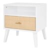 Queen Size Bed Frame With 2 Nightstands Elegant Design With Lamps - White - Image 4