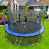15Ft Trampoline With Basketball Hoop Inflator And Ladder (Inner Safety Enclosure) - Blue - Image 5