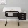 Adjustable Drafting Drawing Table With Stool And 3 Drawers - White / Black - Image 3