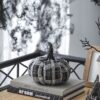 Light Plaid Pumpkin, For Holiday Halloween Decor - Black / White - Image 8
