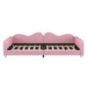 Full Size Upholstered Daybed, Sherpa Fabric Sofabed With Cloud-Shaped Backrest, No Box - Spring Needed - Pink - Image 6