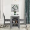 3-Piece Counter Height Dining Table Set With Built-In Storage Shelves, One Faux Marble Top Dining Table And 2 Counter Chairs With Footrest - Gray - Image 3