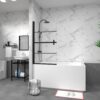 Bathtub Screen Panel Shower Door 180° Pivot - Black - Image 2