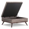 Owen - Extra Large Square Coffee Table Storage Ottoman - Distressed Gray Taupe - Image 3
