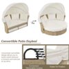 Outdoor Patio Daybed Wicker Rattan Double Daybed Round Sofa Furniture Set With Retractable Canopy, 4 Pillows For Lawn Garden Backyard Porch Pool - Beige - Image 3