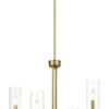 Enigma - 4 Lights Chandelier With Clear Ribbed Satin - Antique Brass / Clear / Gold - Image 2