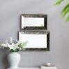 Antique Rectangle Mirror With Floral Accents, Mirrored Display Tray, Hanging Wall Mirror - Silver - Image 6