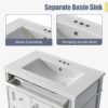 Bathroom Vanity & Top Sink, Modern Bathroom Storage Cabinet, 2 Drawers And A Tip-Out Drawer, Single Sink Bathroom Vanity - White - Image 7