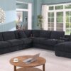 Celine - Chenille Fabric Corner Sectional Sofa With Right Facing Chaise, Cupholders, And Charging Ports - Dark Gray - Image 12