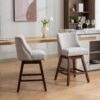 Counter Height Swivel Barstools, Upholstered Bar Stools (Set of 2) - Ivory - Image 16