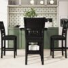 5 Piece Counter Height Dining Round Table Set With One Faux Marble Top Dining Table And Four Pu-Leather Chairs - Dark Espresso - Image 4
