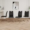 Modern Dining Chairs With Faux Leather Padded Seat Dining Living Room Chairs Upholstered Chair With Chrome Metal Legs Design Side Chairs (Set of 4) - Black / Silver - Image 2