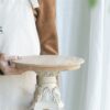 Cake Stand, Wood Cake Plate With Magnesium Base - Cream / Brown - Image 5