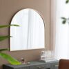 Arched Decorative Accent Mirror With Iron Frame, Wall Deor For Bathroom, Bedroom, Entryway, Mantel - Gold - Image 9