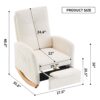 Accent Rocking Chair & Footrest High Back Rubber Wood Rocking Legs Bedroom Living Space - Beige - Image 9