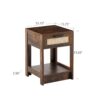 15.75" Rattan End Table With Drawer, Modern Nightstand, Side Table For Living Room, Bedroom - Rustic Brown - Image 4