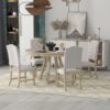 5 Piece Retro Functional Dining Set, Round Table With Leaf And 4 Upholstered Chairs For Dining Room And Living Room - Natural - Image 3
