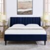 Aspen - Queen Vertical Tufted Headboard Platform Bed Set - Navy Blue - Image 13