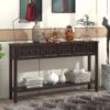 Rustic Entryway Console Table Long Sofa Table With Two Different Size Drawers And Bottom Shelf For Storage - Espresso - Image 11