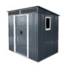 6Ft X 5Ft Outdoor Metal Storage Shed With Window And Transparent Plate For Garden, Lawn - Black / White - Image 6