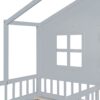 Twin Size House Bed With Sofa, Kids Platform Bed With 2 Drawers And Storage Shelf - Gray - Image 11