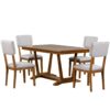 Topmax - 5 Piece Rustic Dining Table Set With 4 Upholstered Chairs, Rectangular Dining Table With Trestle Table Base - Walnut - Image 8