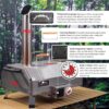 Stainless Steel Pizza Oven Outdoor 12" Automatic Rotatable Pizza Ovens, Portable Wood Fired Pizza Oven Pizza Maker With Timer, Built-In Thermometer, Pizza Cutter & Carry Bag - Silver - Image 4