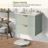 Modern Wall-Mounted Bathroom Vanity With 2 Drawers, Ideal For Small Bathrooms - Green - Image 9