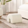Bridge - Arched Upholstered Footstool Ottoman - Ivory White - Image 6