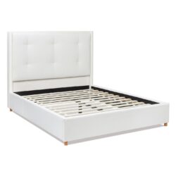 Miramar - Queen Cushion Back Headboard Platform Bed Frame - Antique White