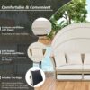 Outdoor Patio Daybed Wicker Rattan Double Daybed Round Sofa Furniture Set With Retractable Canopy, 4 Pillows For Lawn Garden Backyard Porch Pool - Beige - Image 5