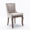Ultra Side Dining Chair,Thickened Fabric Chairs With Neutrally Toned Solid Wood Legs, Bronze Nail Head (Set of 2) - Beige - Image 3
