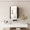 Recessed Metal Framed Medicine Cabinet With Mirror And Adjustable Shelves Wall Mirror With Storage For Bathroom - Black - Image 5