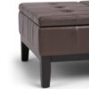Dover - Square Coffee Table Storage Ottoman - Chocolate Brown - Image 5